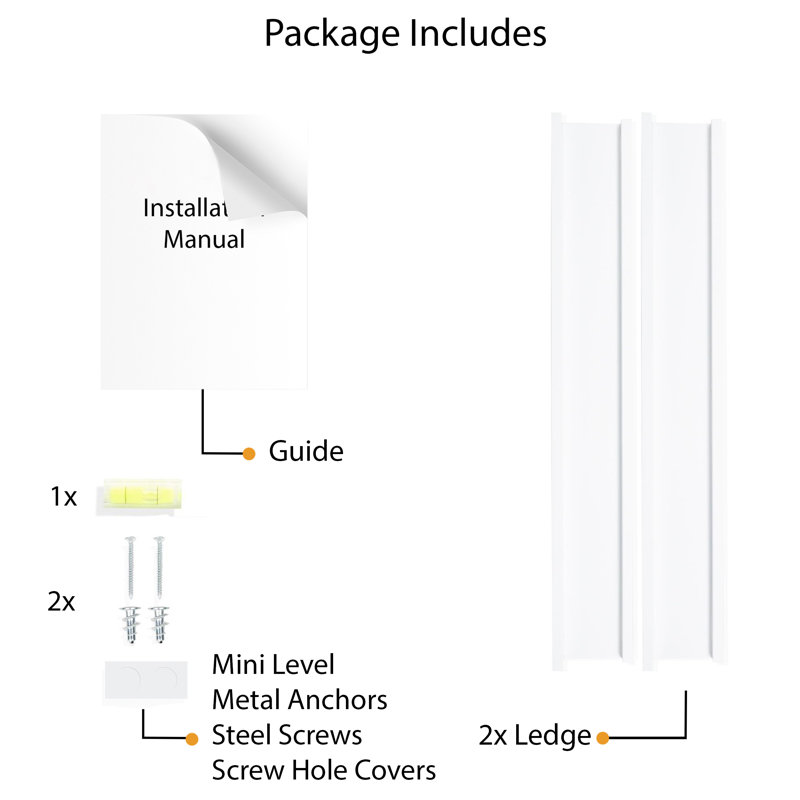Turnerville 2 Piece Picture Ledge Wall Shelf, 1.7" H x 30" W x 3.7" D, White