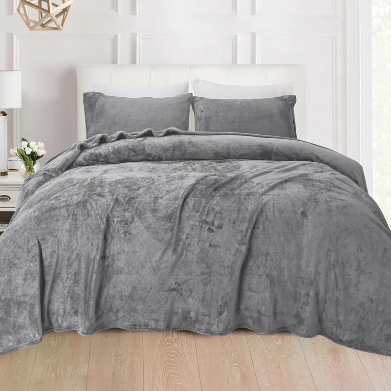 Ensemble de 4 valises pour chambre d'amis, Ensemble de draps pour grand lit avec 2 taies d'or, Gris