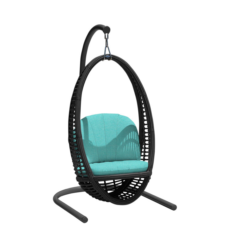 Heri Porch Swing with Stand, Canvas Aruba Sunbrella® Canvas, Black Mushroom