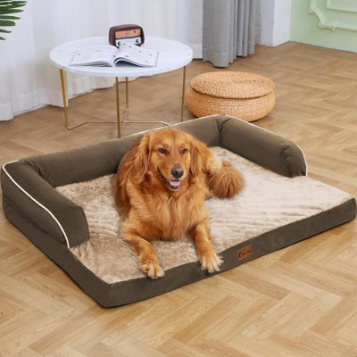 Lits orthopédiques pour chien de très grande taille, lits pour chien imperméables de grande taille, lit pour chien en mousse à mémoire de forme avec traversin confortable, housse lavable amovible et dessous antidérapant (très grand)