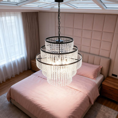 Lustre 6 lumières à cristaux cascade de cristal Glam