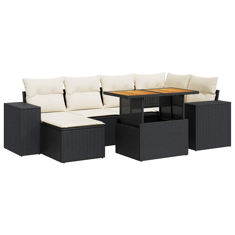 Vidaxl Garden Sofa Set Black, Cream White