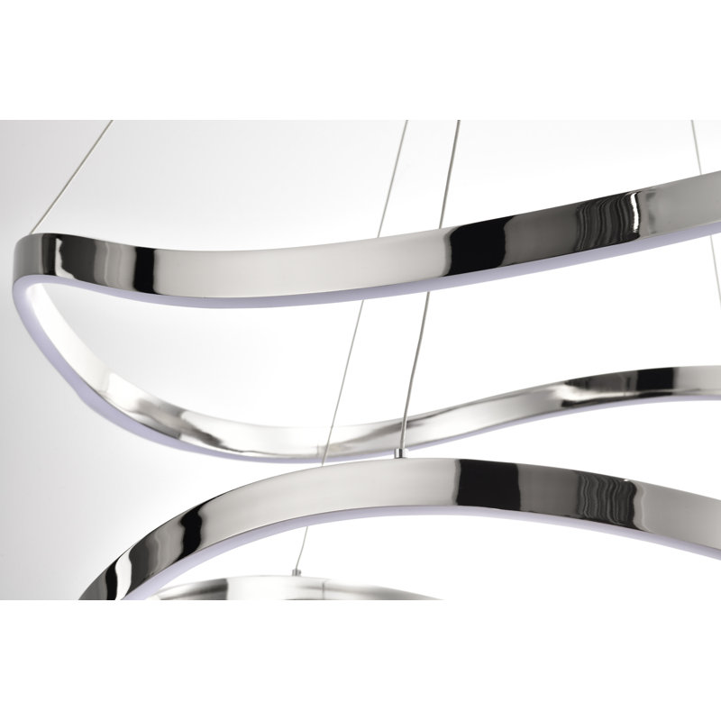 Luminaire suspendu à DEL Sylas, H 8,4 po x l 37,4 po x P 37,4 po, Nickel poli