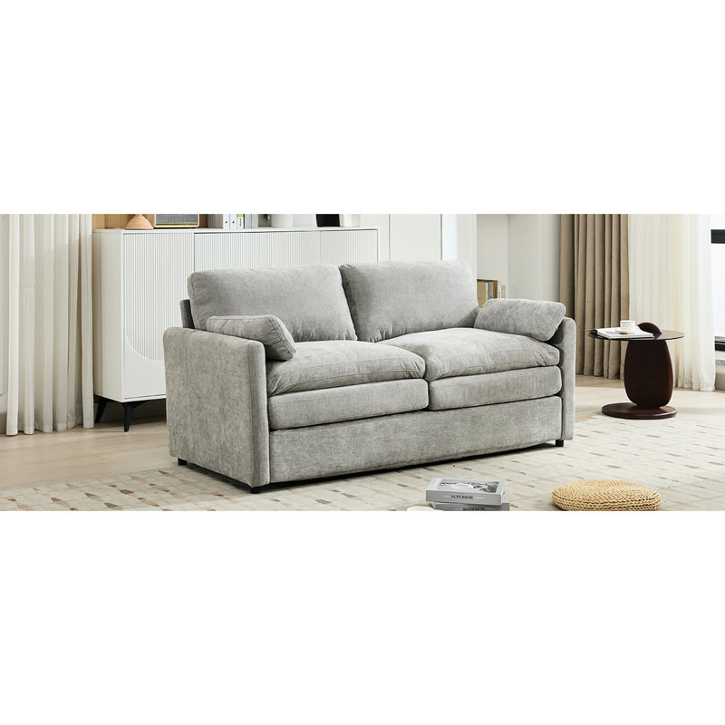 68,1 po surdimensionné confortable pour le salon, gris avec chenille et coussin double épaisseur ergonomique