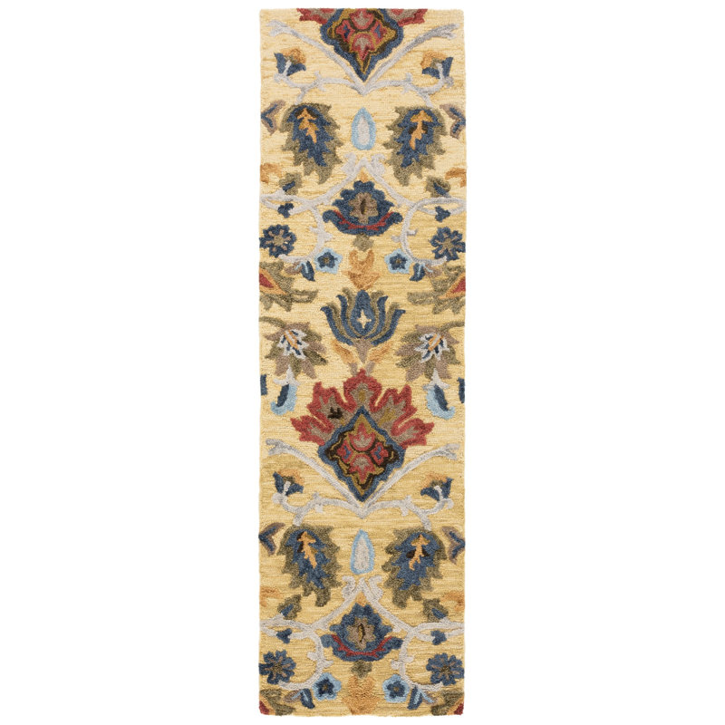 Haimes Hand Tufted Wool Floral Rug, Runner 2'3" x 12'