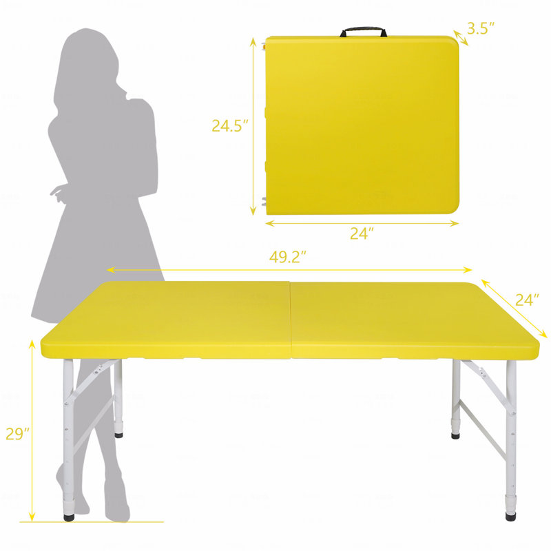 Table d'extérieur, table pliable pour le camping, Jaune