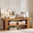 63-Inch Solid Wood Entryway Shoe Bench with Storage Shelf