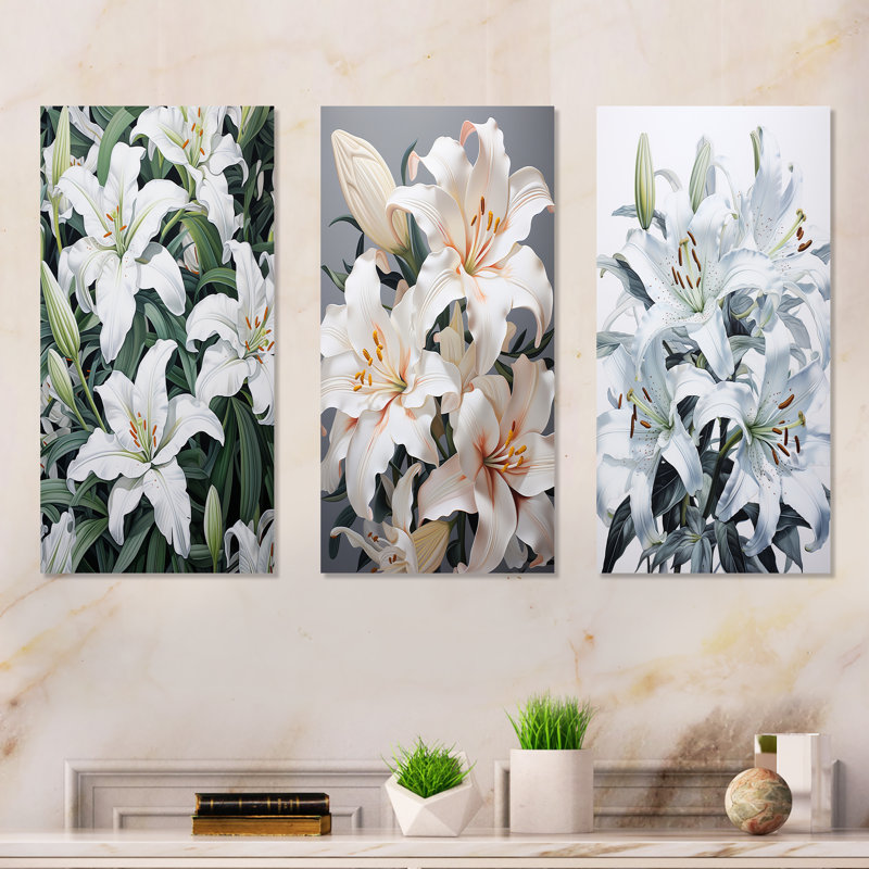 Ensemble de 3 décorations murales en métal White Serenade, H 28 po x l 36 po