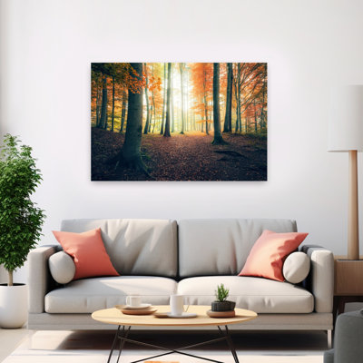 «Autumn in the Woods Abstract Contemporary Forest Landscape», reproduction d'art mural