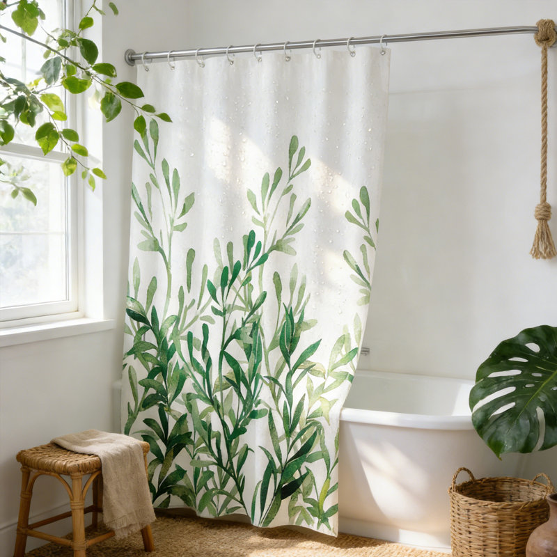 Ensemble de rideau de douche Leaves, 70 po H x 59 po L