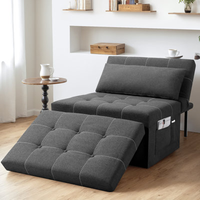 Dharius 72"L 4 In 1 Multi-Function Folding Sofa Bed Ottoman Breathable Linen Couch Bed With Adjustable Backrest Modern Convertible Chair For Living Room Apartment Office, No Assembly Required