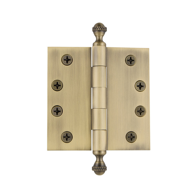 4'' x 4'' Brass Butt Bearing Hinge, Vintage Brass