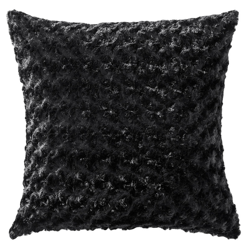 Faux Fur Throw Pillow, Black, 20"H x 20"W