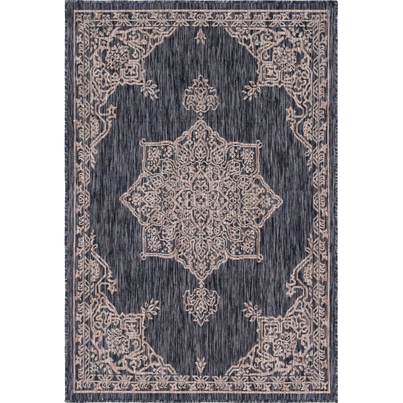 Tapis oriental beige / noir Cowgill, Rectangle 4 pi 1 po x 6 pi 1 po