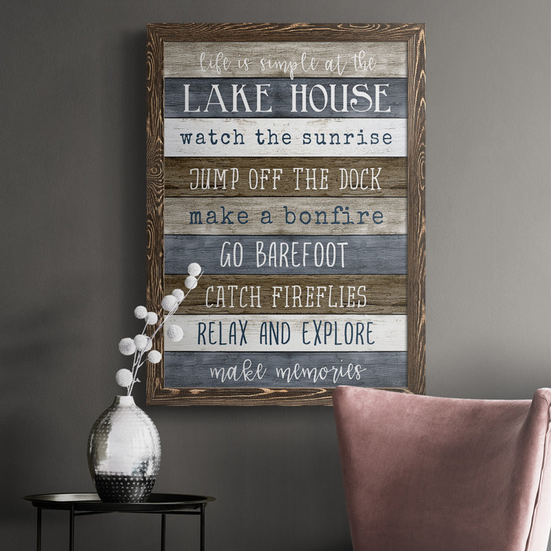 Fairlawn Simple Lake Rules, reproduction d'art sur toile, H 37,5 po x l 27,5 po x P 1 po, Noyer