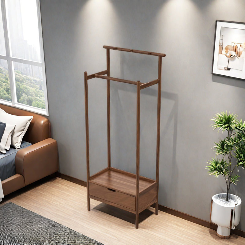 Solid Wood Hall Tree with Mortise - Tenon Joint, Burlywood