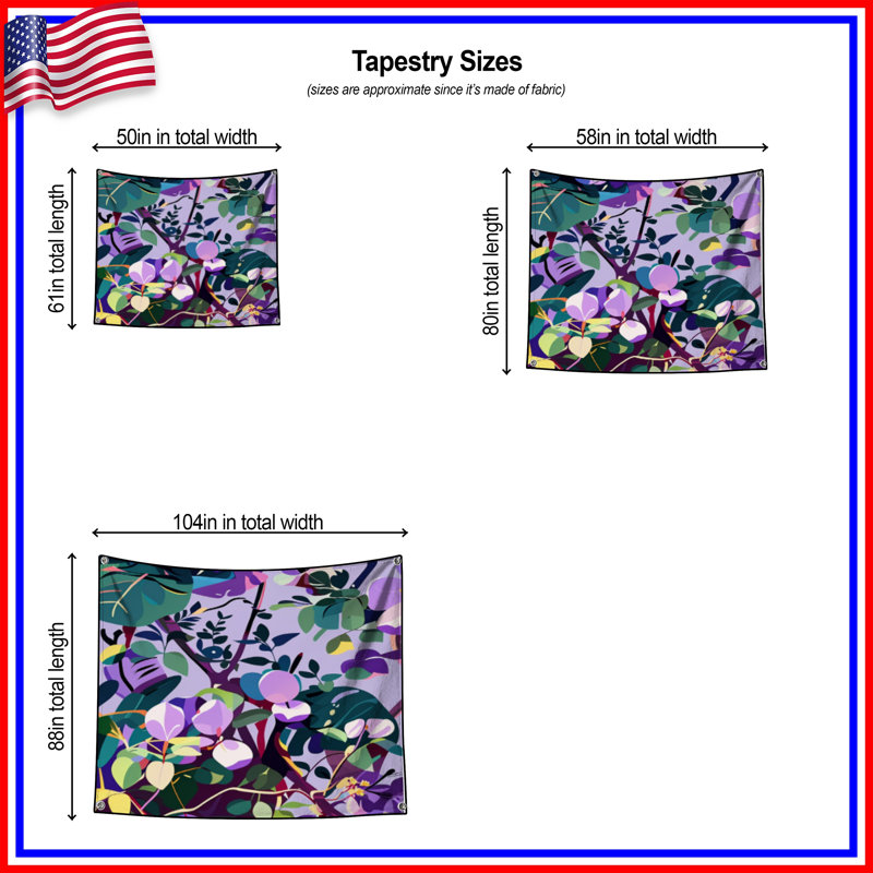Tapisserie florale - Décoration murale nature, 68 po H x 80 po L avec 4 œillets