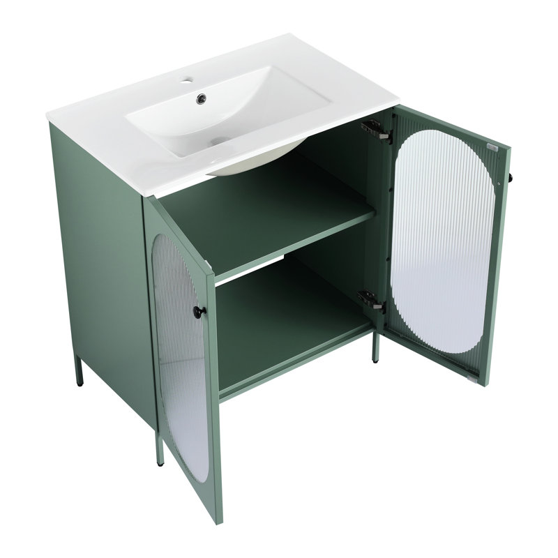 Meuble-lavabo autoportant de 30 po avec lavabo en céramique