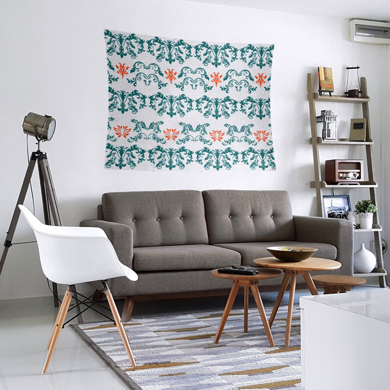 Tapisserie baroque en microfibre Miami Throwback Football, H 68 po x l 80 po, Blanc / vert / orange