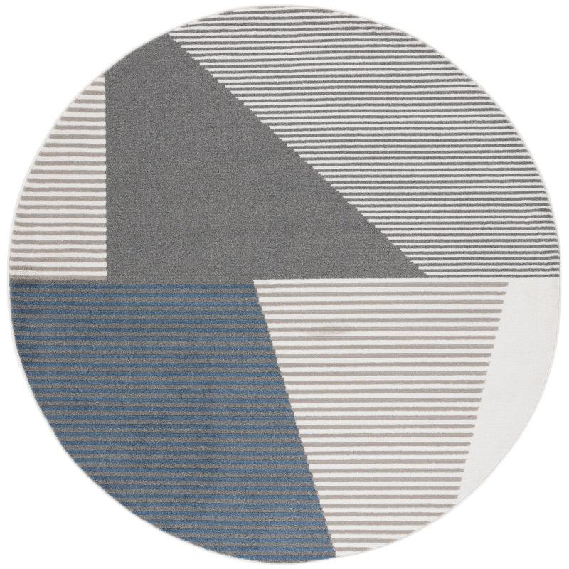 Pyramid Performance Striped Rug, Round 6'7"
