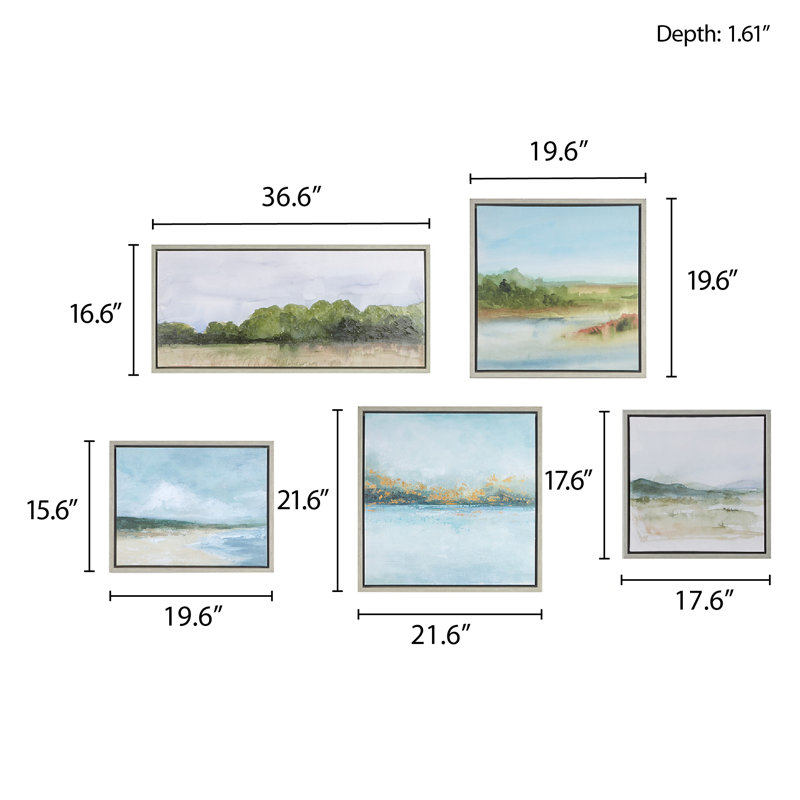 Vista Landscape Abstract 5-piece Framed Canvas Gallery Wall Art Set
