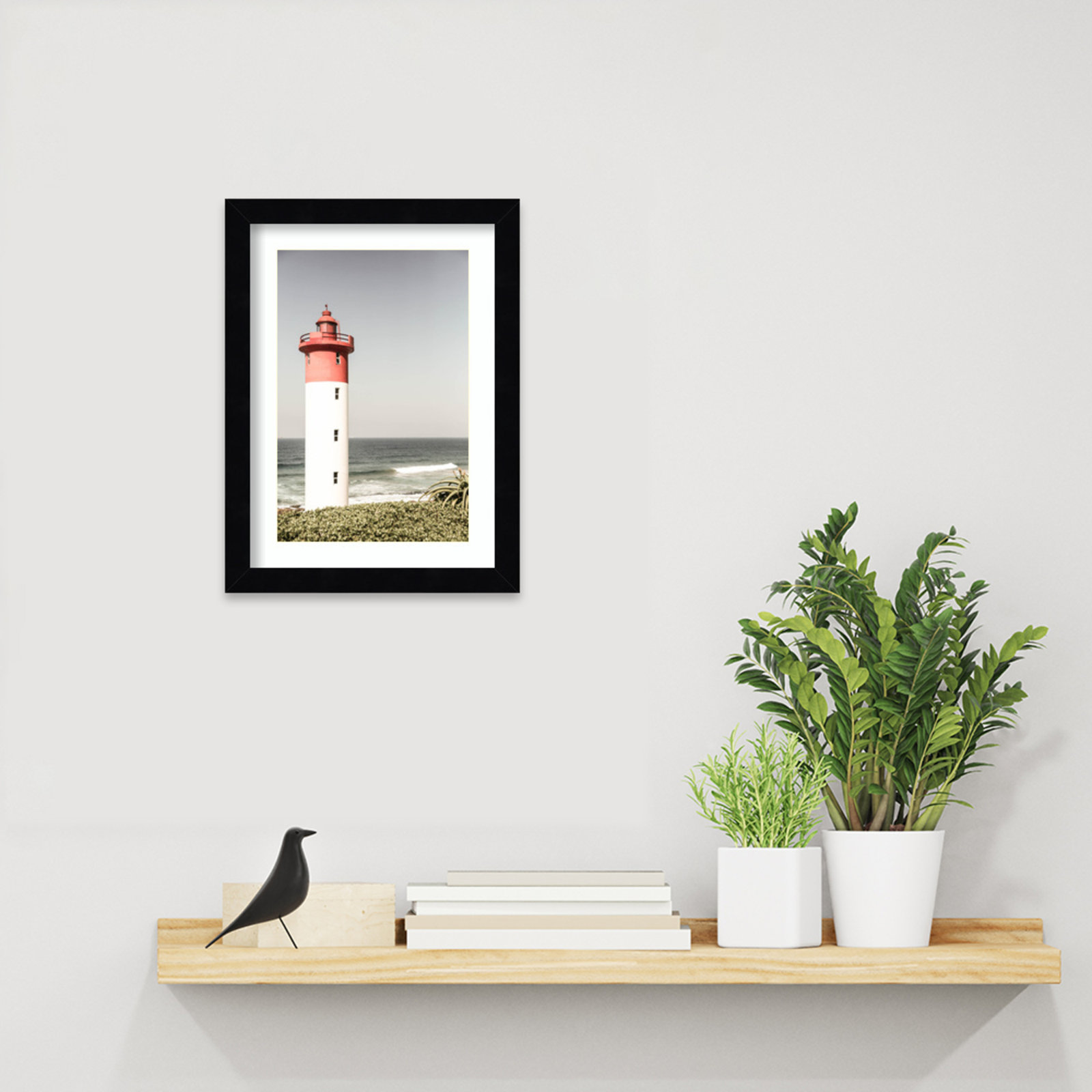 Oyster Box Lighthouse by Shot by Clint Wood Framed Wall Art Print, Black, 13" H x 10" W