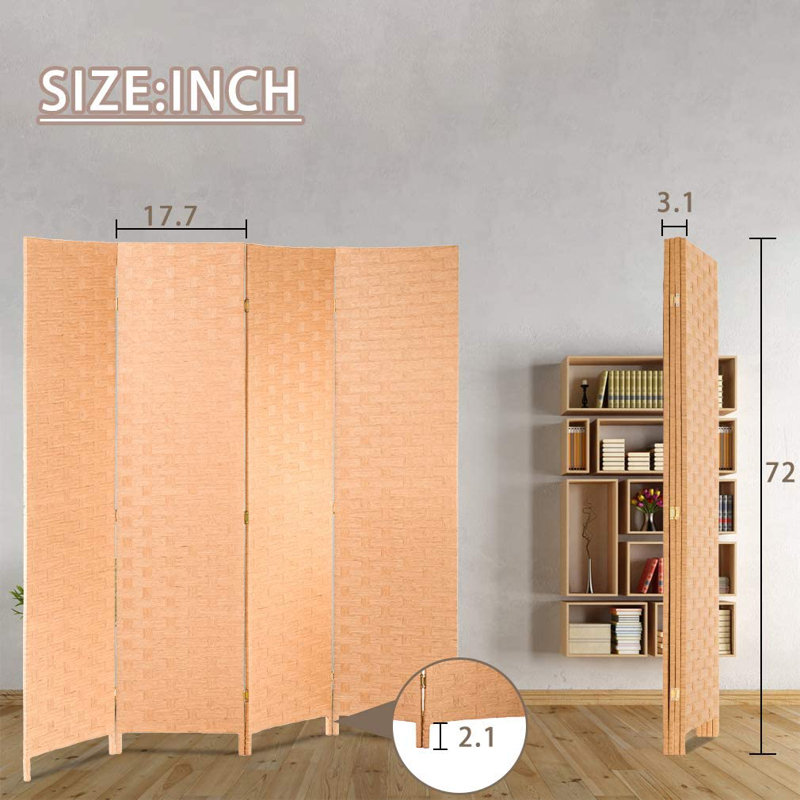 Black Woven Wood 6ft Folding Room Divider Screen