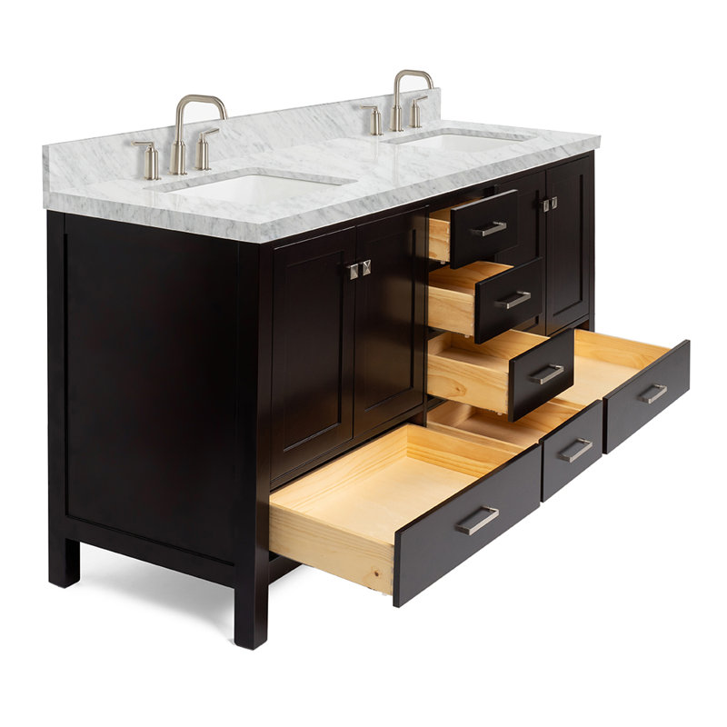 Ensemble de meuble-lavabo double 73 po Cambridge, Espresso, Rectangular
