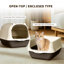 Litière pour chat portable avec poignée, conception de grand espace, entrée avant entièrement fermée et pédale de filtre à litière, toilette pour chat avec contrôle des odeurs