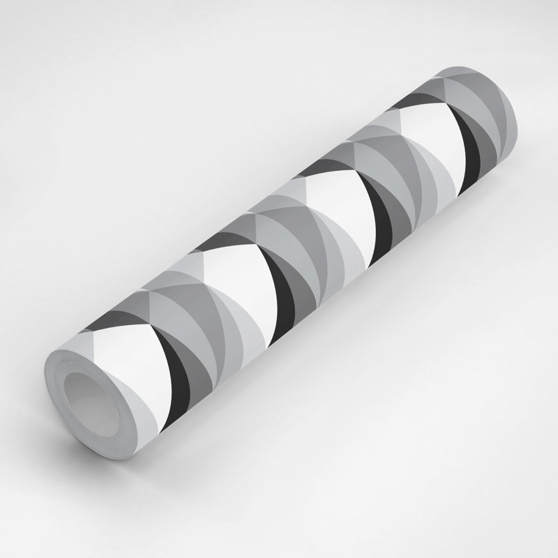 Panneau de papier peint auto-adhésif L 10 pi x l 25 po Ting Ting, Black/White/Grey