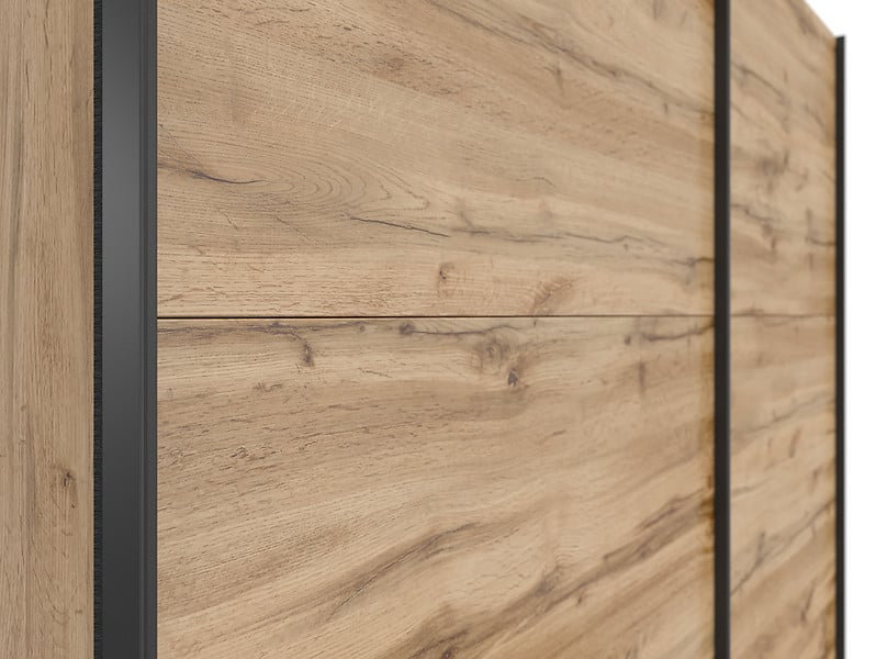Beverlyn Manufactured Wood Wardrobe, Wotan Oak, 196cm H x 184cm W x 60cm D