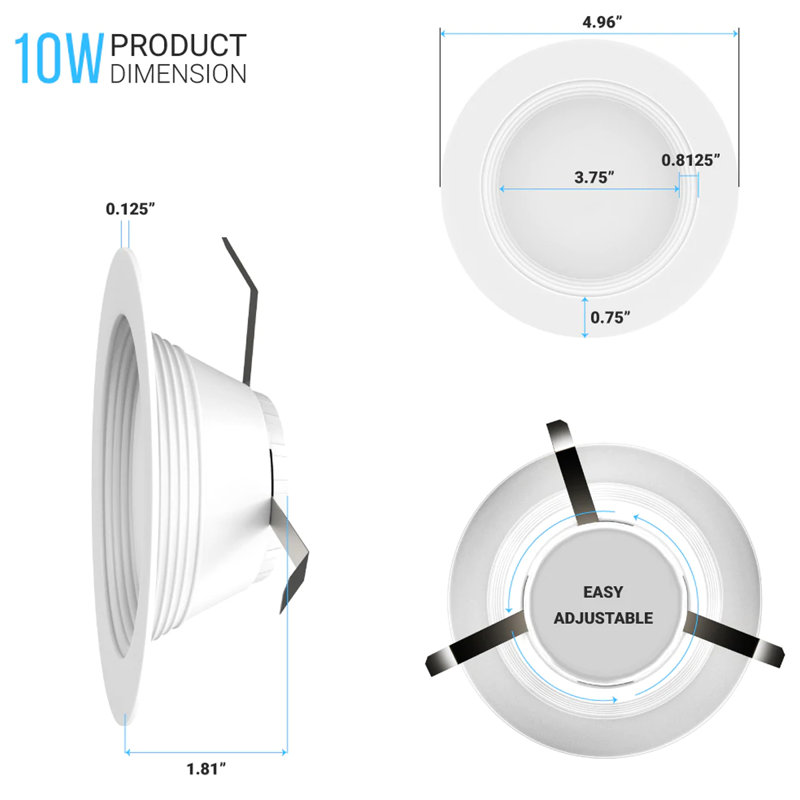 Ensemble de 4 lumières DEL encastrées 4 lumières à intensité variable, 5000 K
