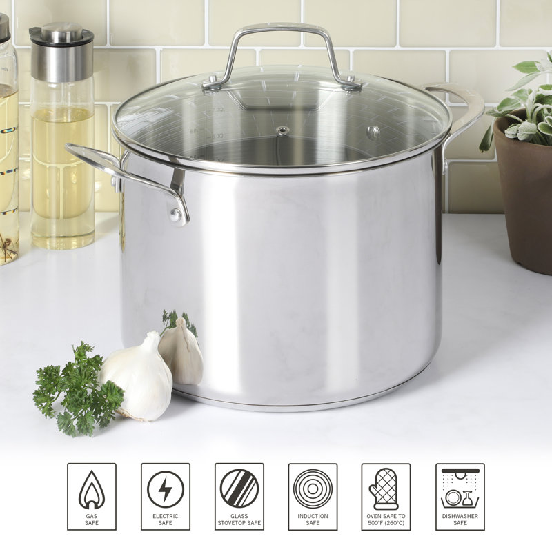 Marmite en acier inoxydable 8 pte avec couvercle Martha Stewart Castelle