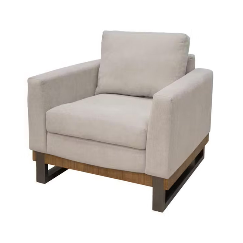 Bery Accent Sofa Armchair, Solid Pine Wood,  Polyester, Light Brown Polyester Blend, Black