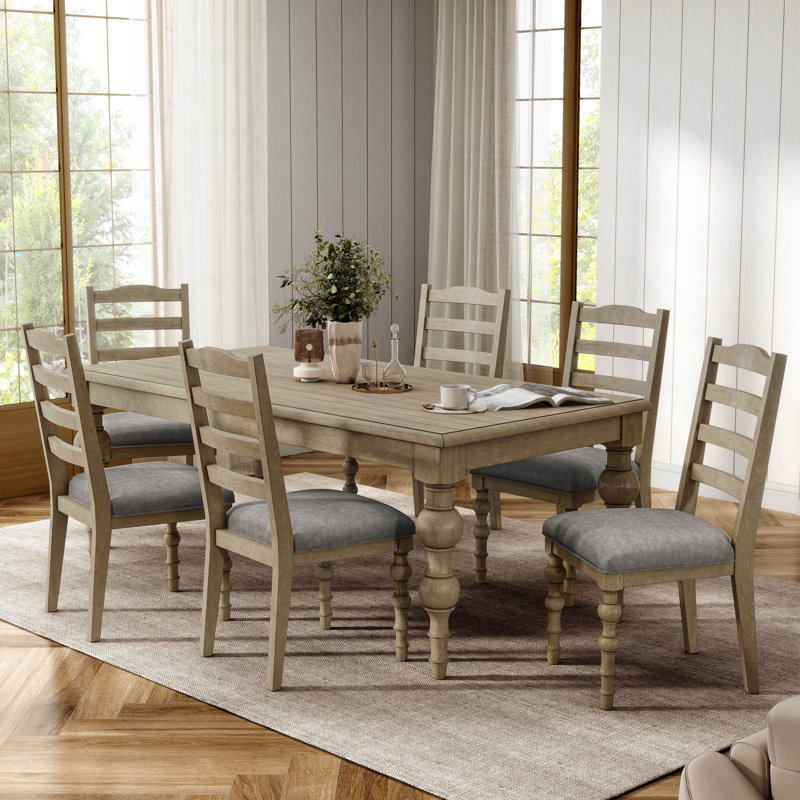 Baiardo Dining Table Set, 7 Pieces: Table, 6 Chairs