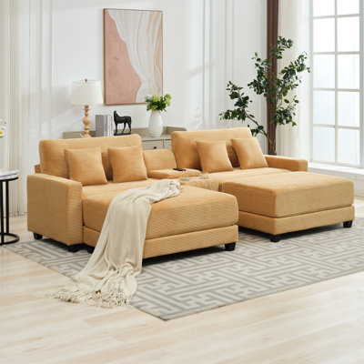 Canapé modulaire en velours côtelé 4 pièces Cottie