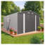 Remise de rangement extérieure en métal 10 x 14 pi avec trois portes verrouillables, remise de jardin en acier galvanisé durable pour l'équipement de jardin, de patio et de pelouse
