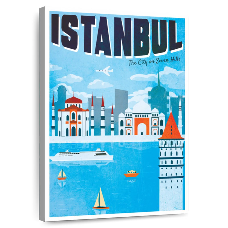Affiche touristique d'Istambul, rétro, H 45 po x l 30 po
