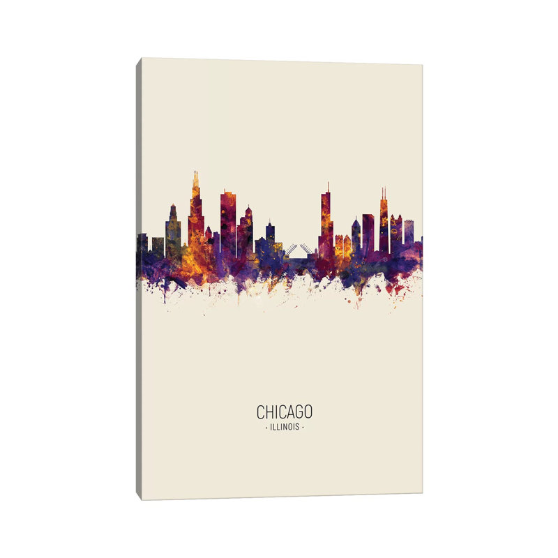 Chicago Illinois Skyline Fall by Michael Tompsett - Wrapped Canvas Print, 20.32 cm H x 30.48 cm W