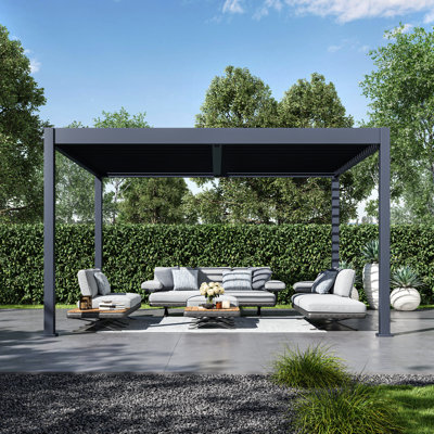 Grand Tuscan 12'x14' Aluminum Pergola with Adjustable Louvered Roof