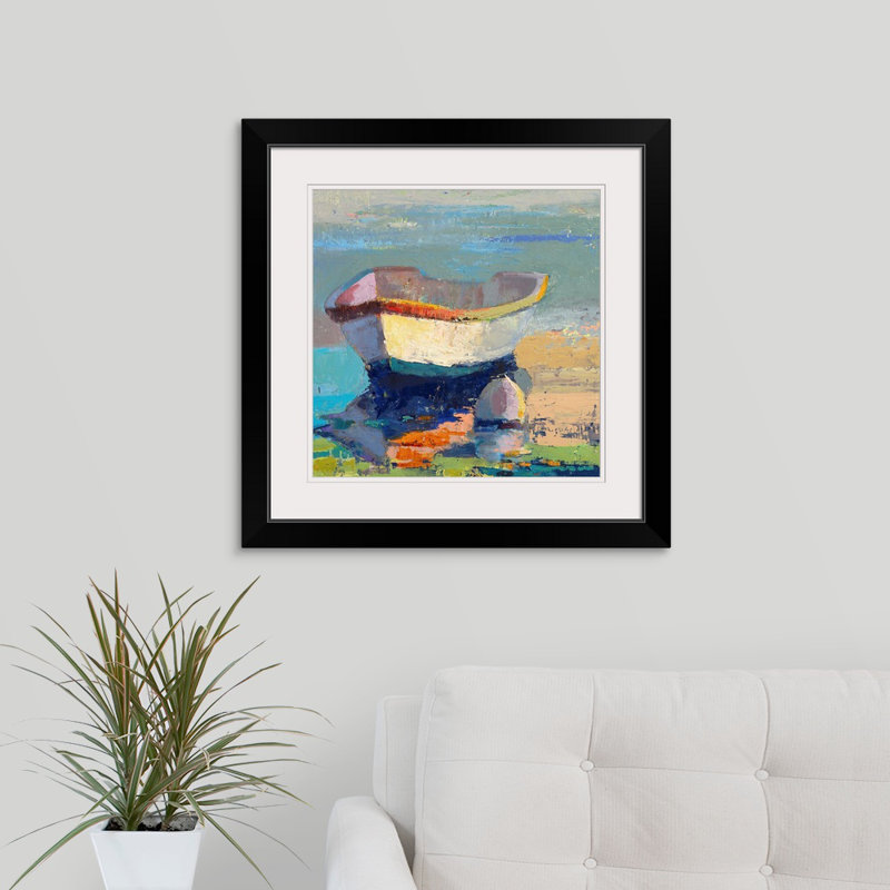 « Carwell Bottle Green Boat » par Beth A. Forst - reproduction d'art, H 38 po x l 38 po, Impression encadrée, Noir