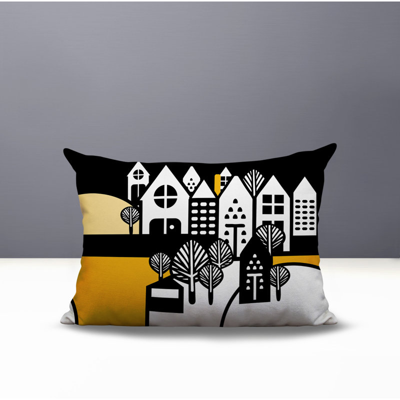 Oreiller rectangulaire réversible intérieur / extérieur Hansen, Rectangle H 14 po x l 20 po, Jaune