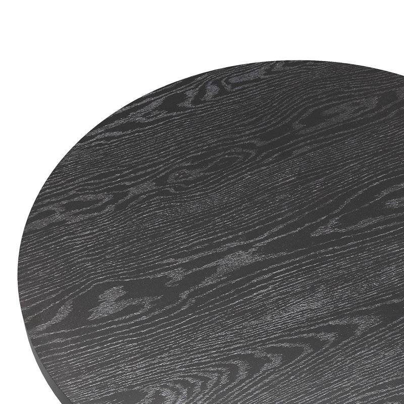 Table d'appoint cylindrique en bois massif de 22 po de hauteur avec base piédestal cannelée, Noir