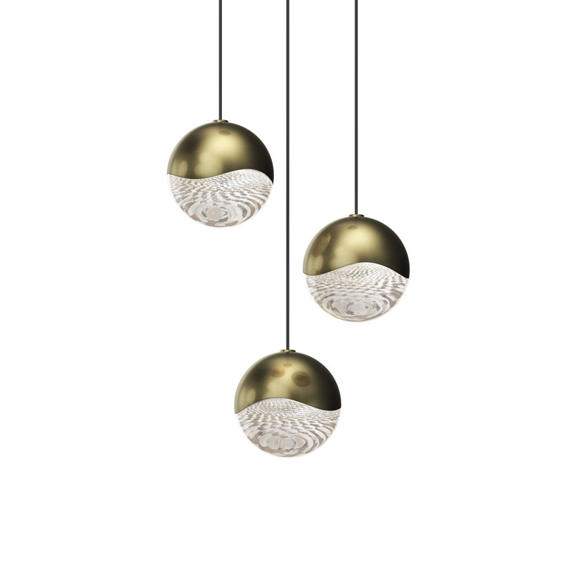 Luminous Brass LED Globe Cluster Pendant, 7.75"