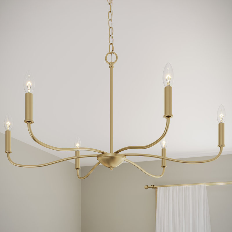 Ilia 6-Light Brushed Gold Large Chandelier, Brushed Gold