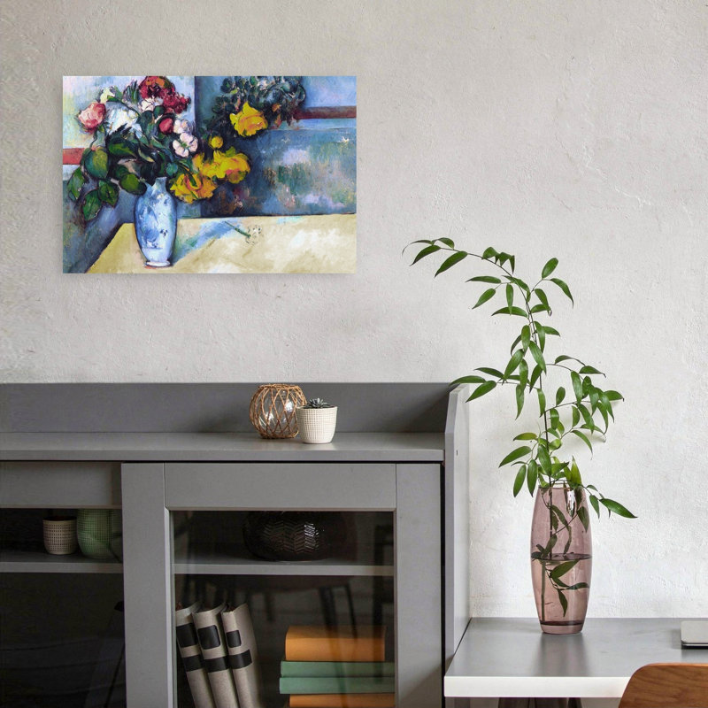 Nature morte: Fleurs dans un vase, reproduction d'art classique classique contemporaine, 12" H x 18" W