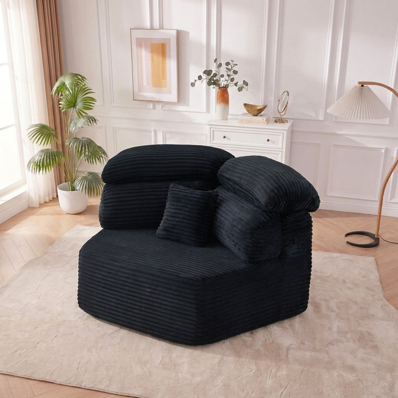 Méridienne de 53 po avec coussin enveloppant, Black