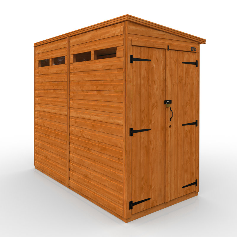 8x4w TigerFlex® Shiplap Pent Security Double Door Shed