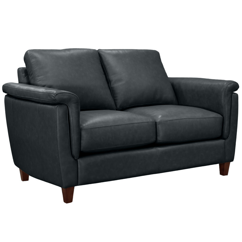 Causeuse en cuir véritable 57 po Rambrij, Bleu