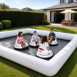 Inflatable Bumper Car Racing Track For Kids – 13′ X 13′ Pvc Track With Air Pump (track Only, No Cars Included)